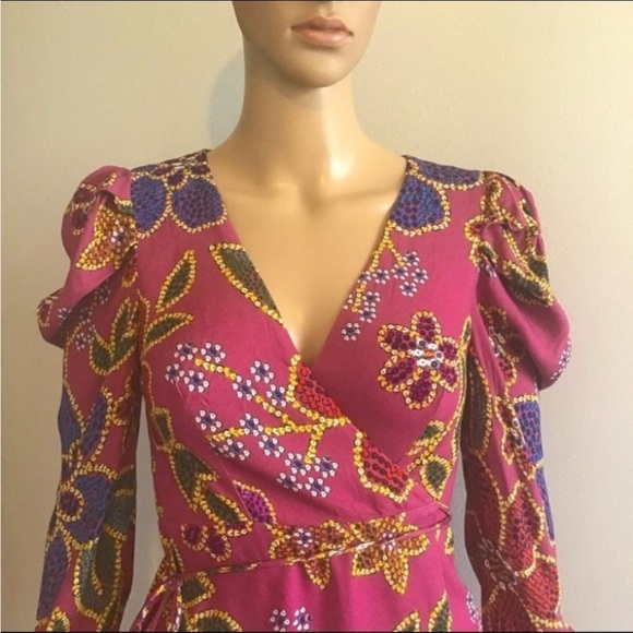 Farm Rio Wrap Long Sleeve Floral Top Size Xs - Picture 2 of 12